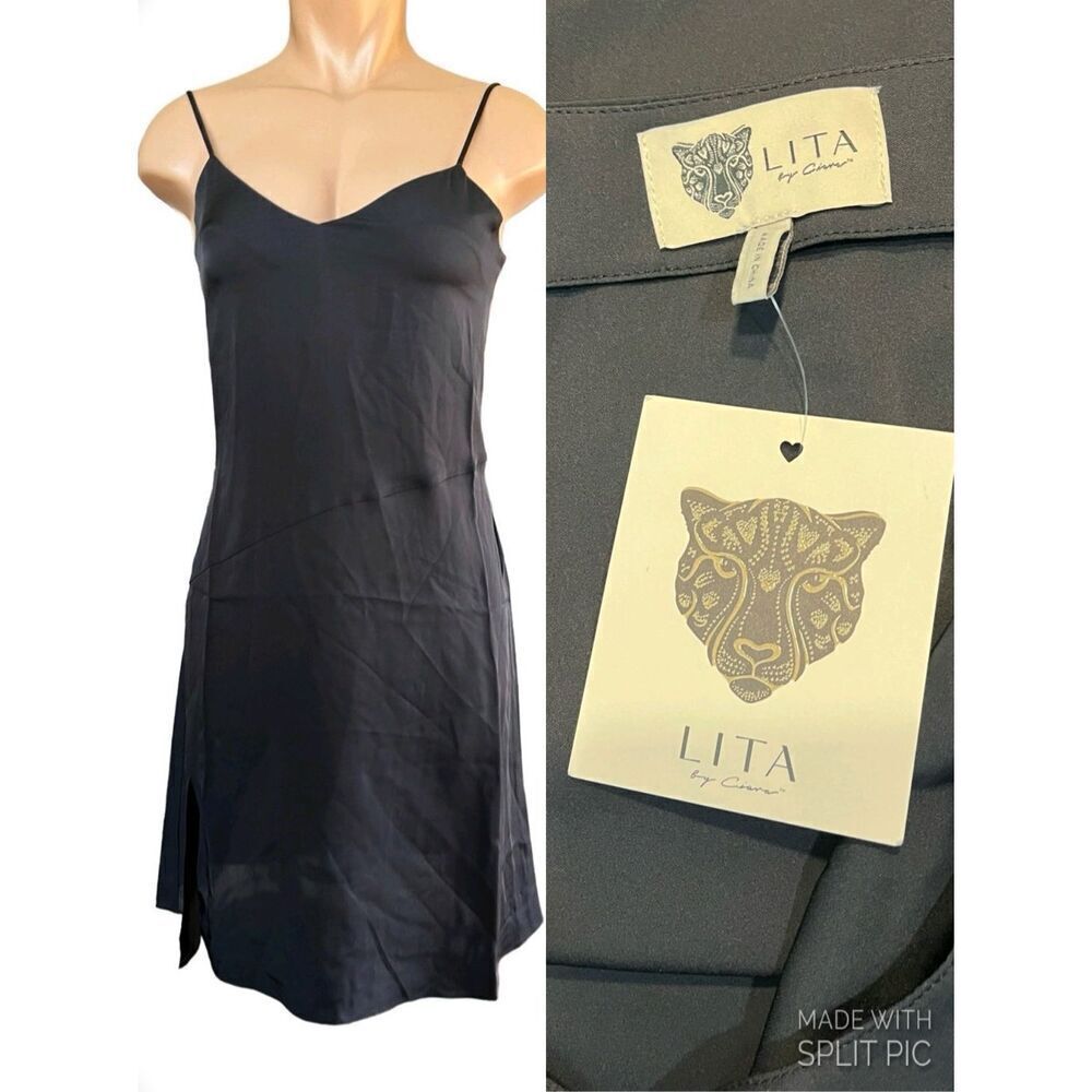 LITA by Ciara Black Silk Slip Dress Medium